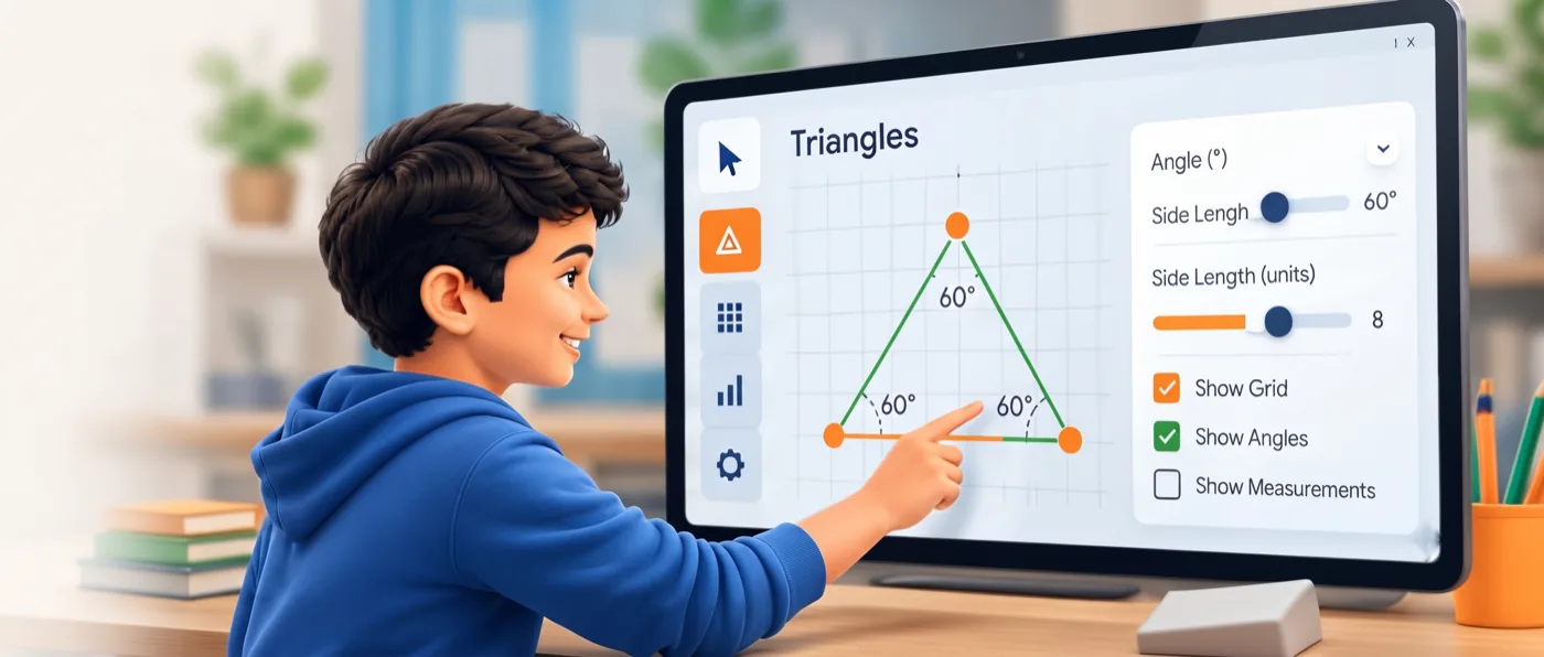 Student interacting with a Third Apple virtual math lab on a smartboard